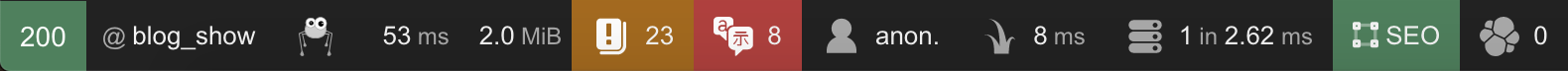 The Symfony debug bar with the new SEO entry.