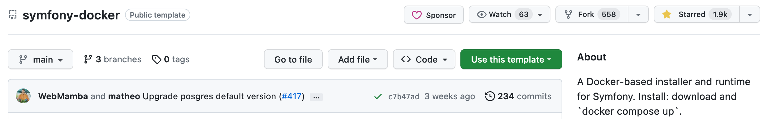 The dunglas Symfony docker template